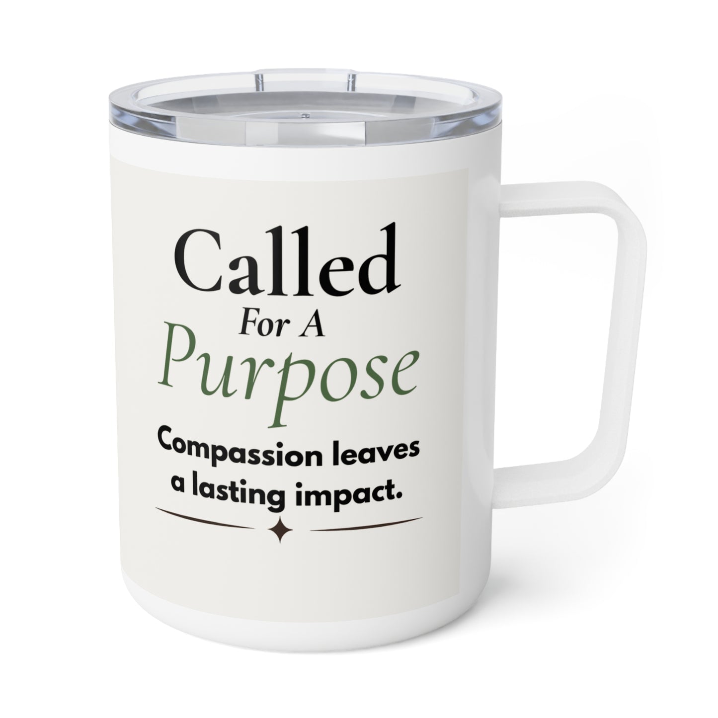 Insulated Coffee Mug – Caffeinated & Pure Joy 10oz Travel Mug