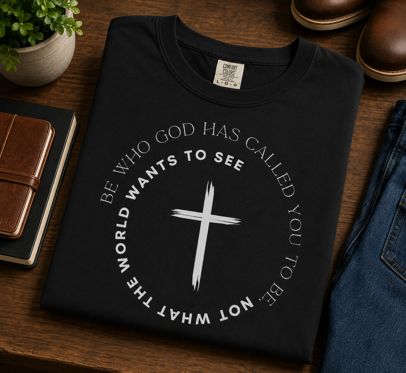 Faith Cross T-Shirt — Minimal Christian Graphic Tee (Garment-Dyed)