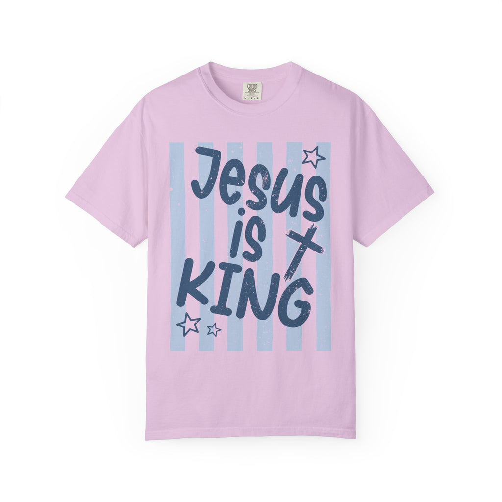 Jesus Is King T-Shirt — Faith Graphic Tee with Cross & Stars