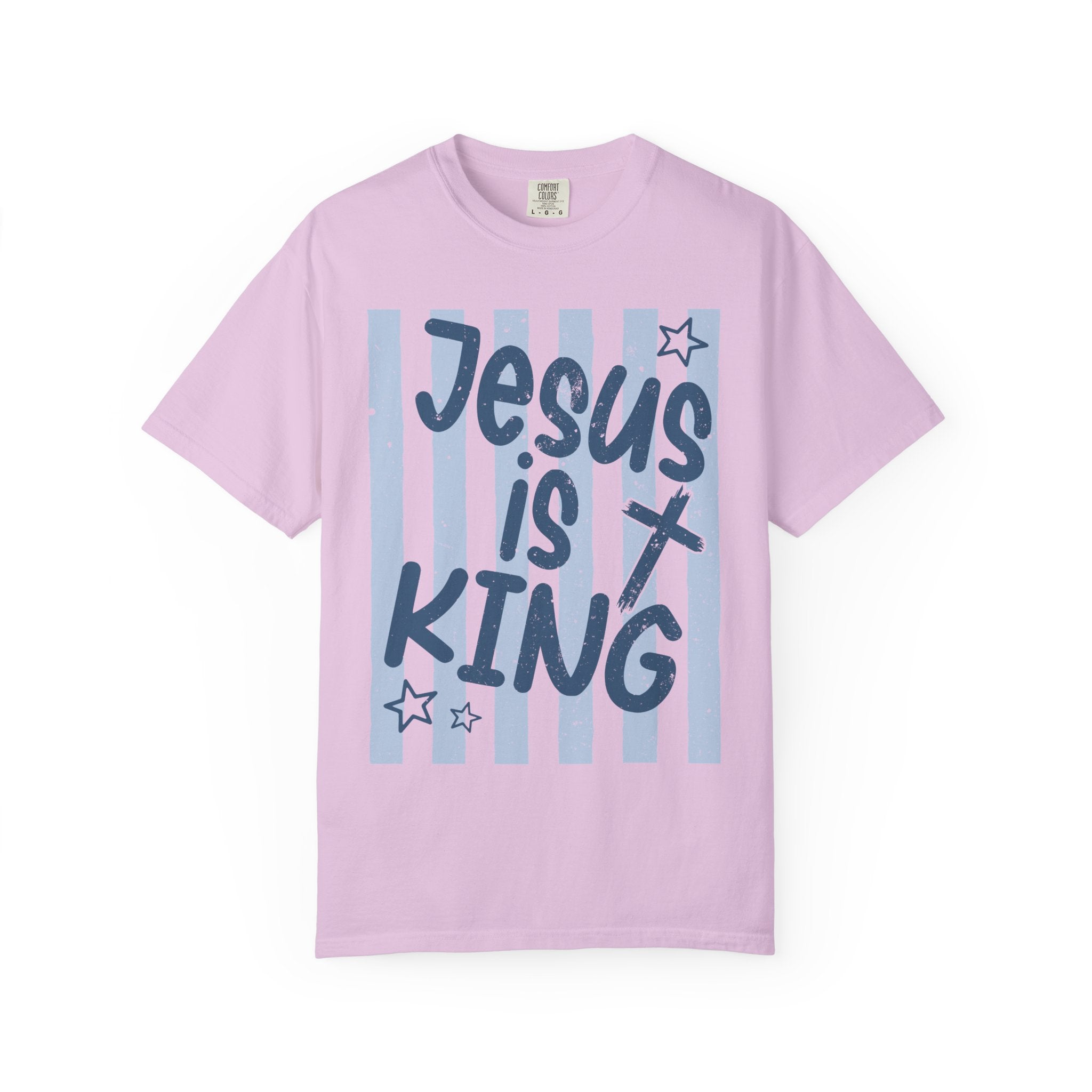 Jesus Is King T-Shirt — Faith Graphic Tee with Cross & Stars