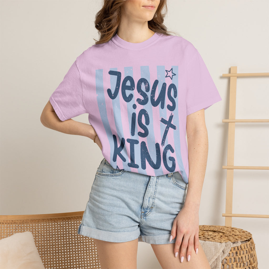 Jesus Is King T-Shirt — Faith Graphic Tee with Cross & Stars