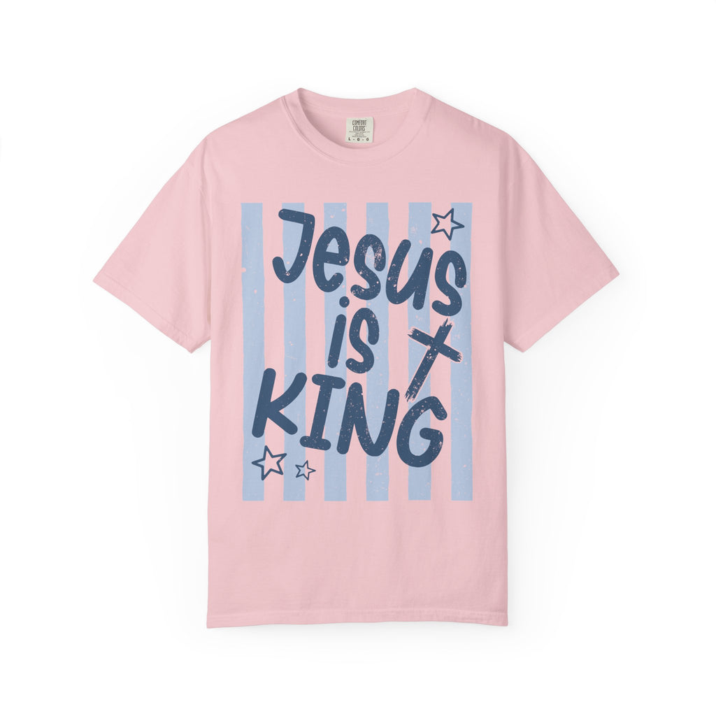 Jesus Is King T-Shirt — Faith Graphic Tee with Cross & Stars