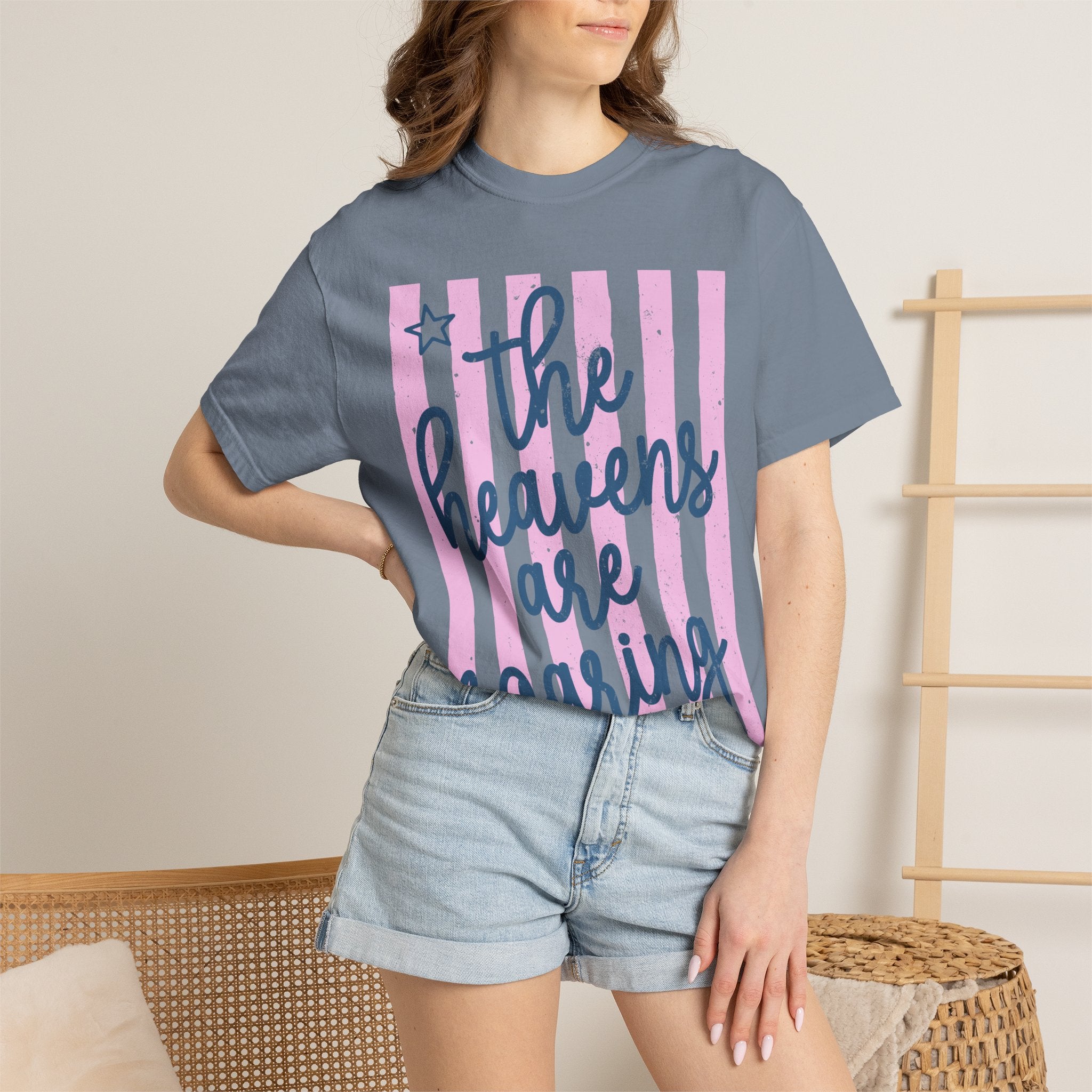 The Heavens Are Roaring T-Shirt — Inspirational Striped Graphic Tee