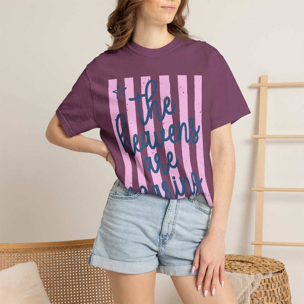 The Heavens Are Roaring T-Shirt — Inspirational Striped Graphic Tee
