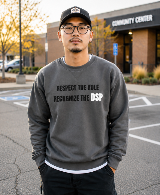 Sweatshirt — "Respect the Role, Recognize the" Minimal Statement Crewneck