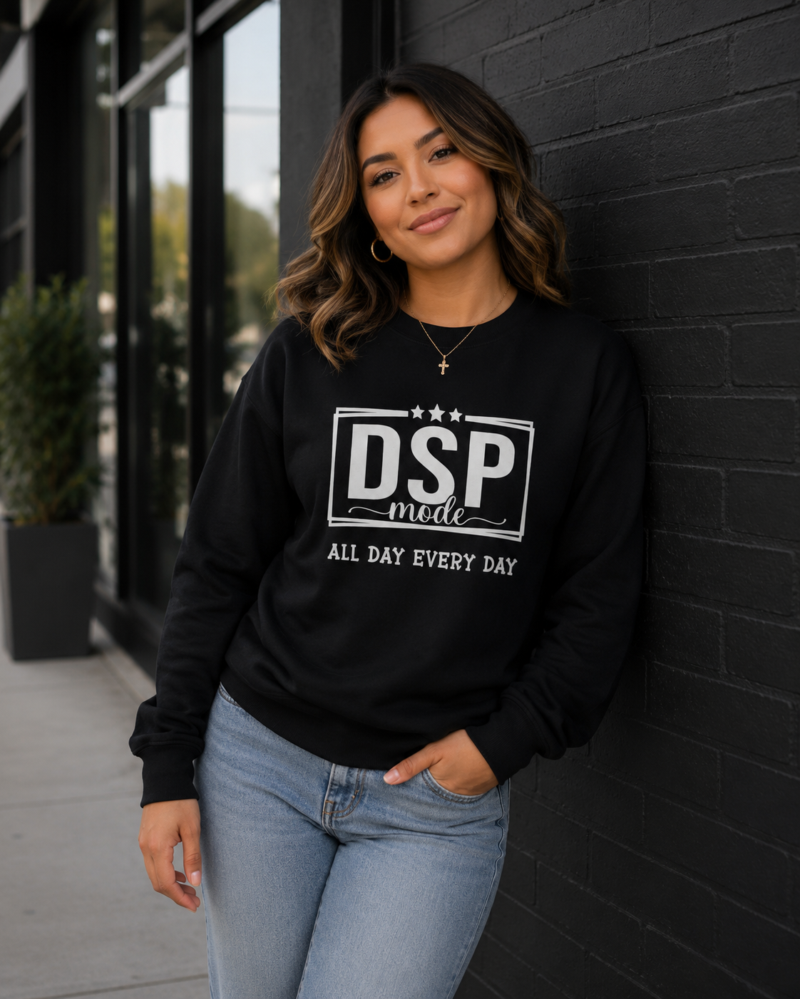 DSP Mode Crewneck Sweatshirt — "All Day Every Day" Graphic Pullover
