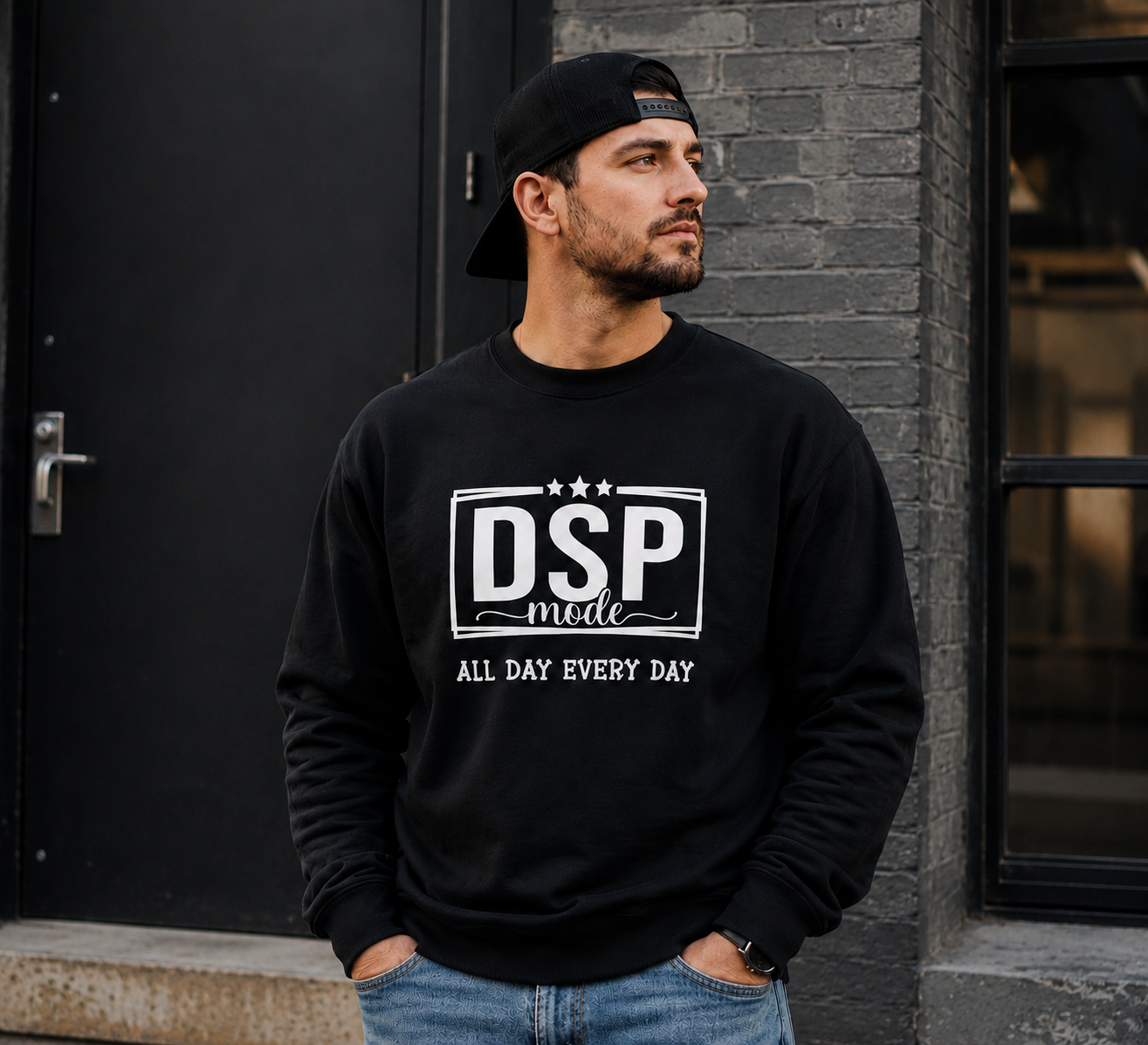 DSP Mode Crewneck Sweatshirt — "All Day Every Day" Graphic Pullover