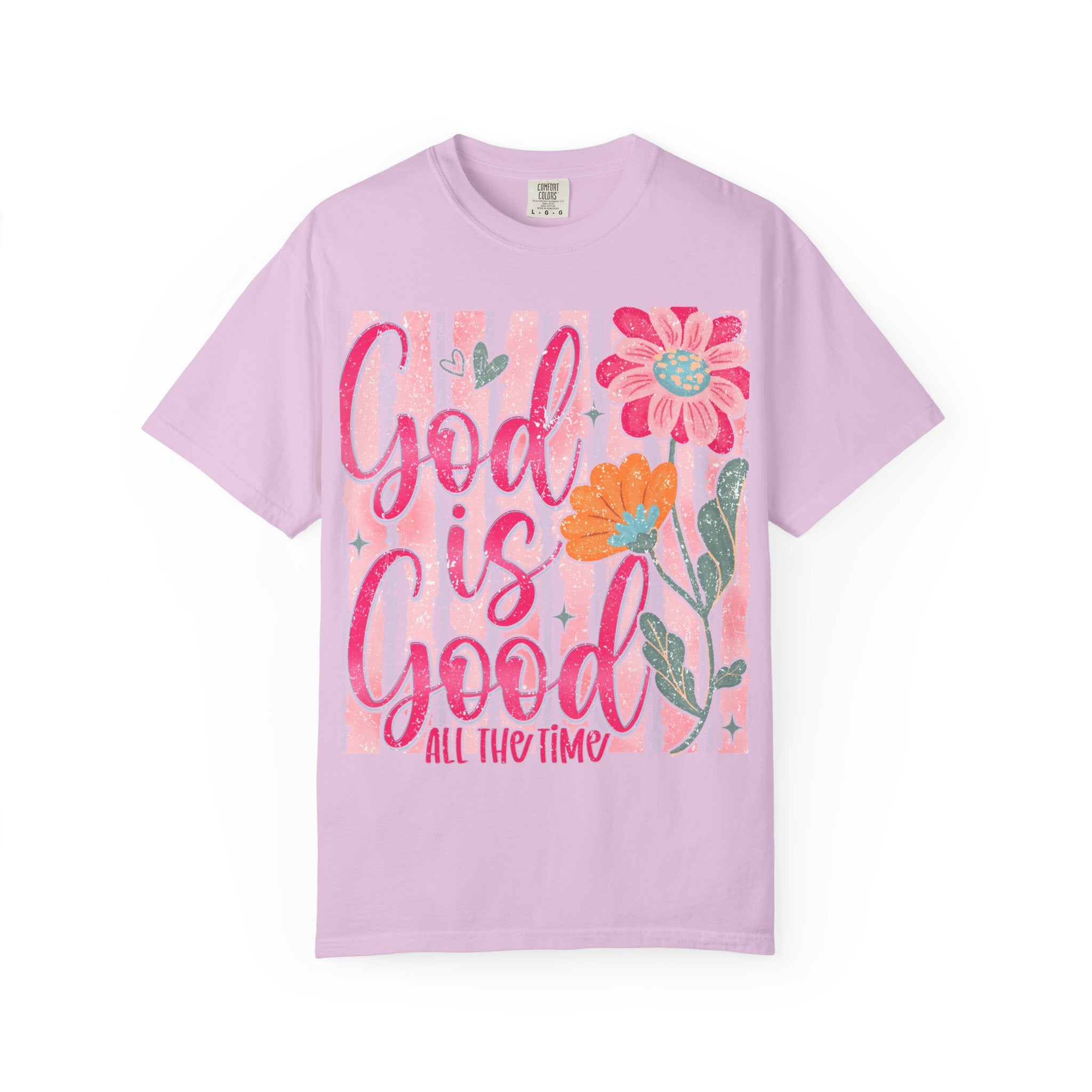 God Is Good Floral T-Shirt — Christian Faith Tee with Pink Flowers
