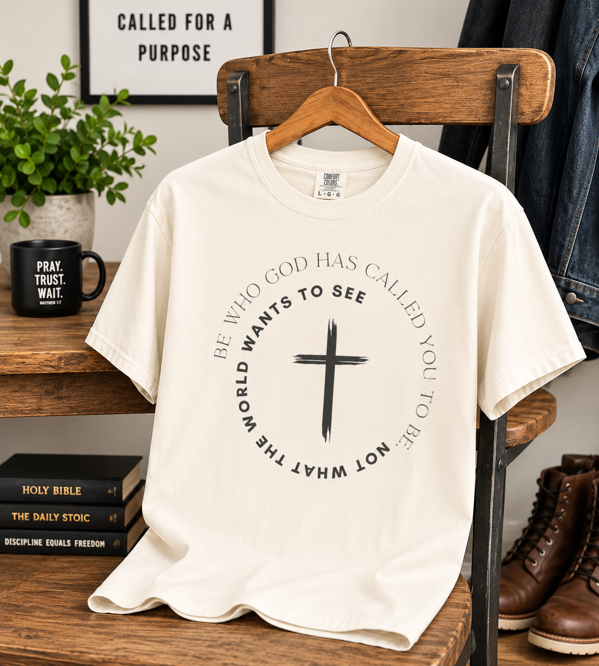 Christian Cross T-Shirt — Be Who God Has Called You To Be Inspirational Faith Tee