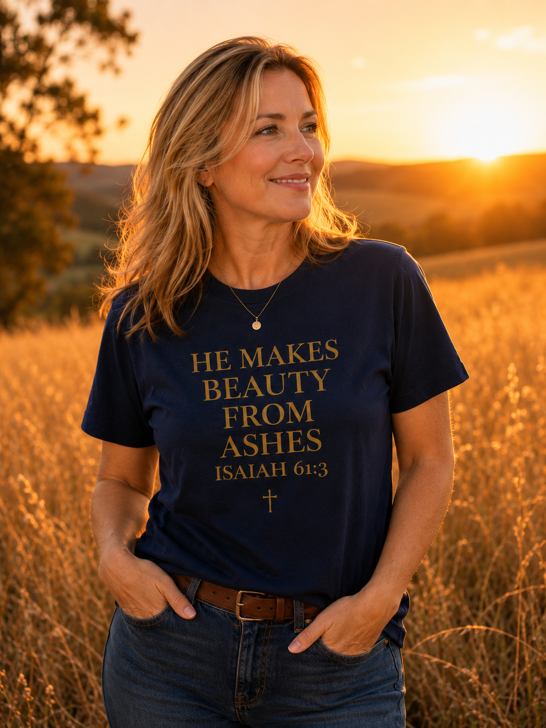 He Makes Beauty From Ashes Women's Tee — Isaiah 61:3 Inspirational Christian Shirt