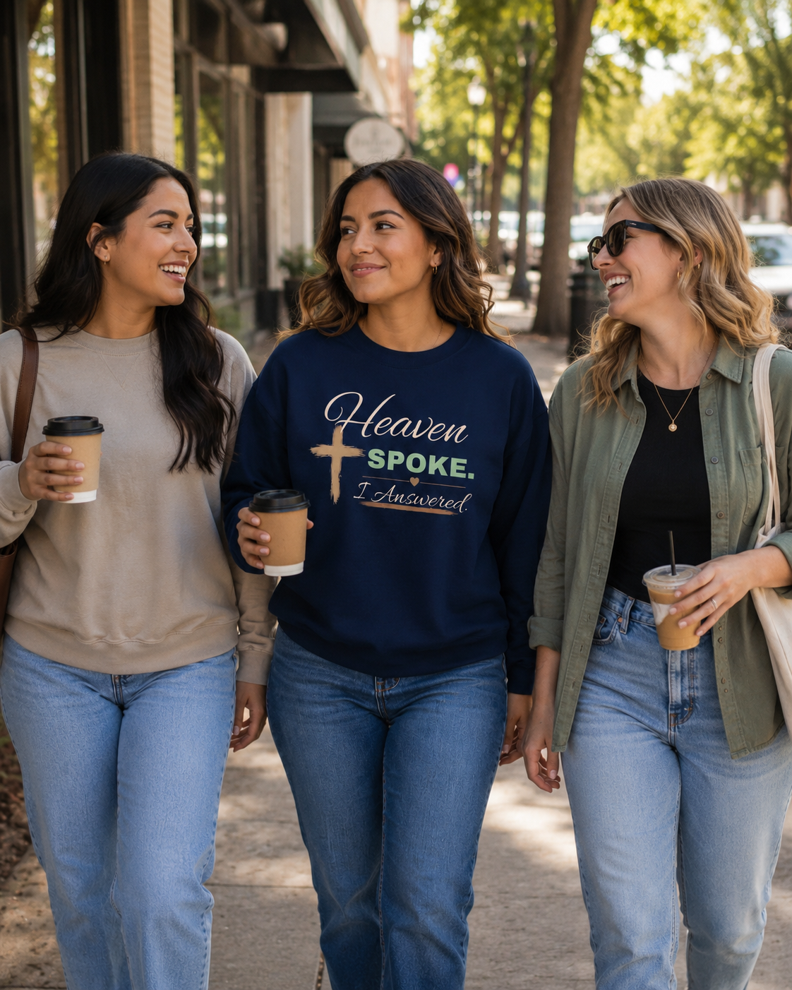 Heaven Spoke I Answered Christian Crewneck Sweatshirt