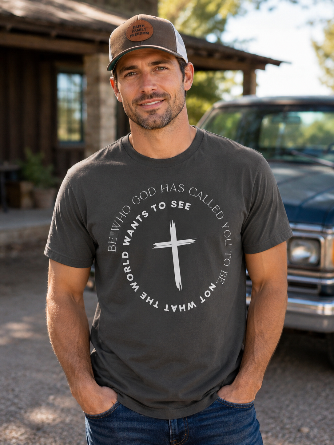 Faith Cross T-Shirt — Minimal Christian Graphic Tee (Garment-Dyed)