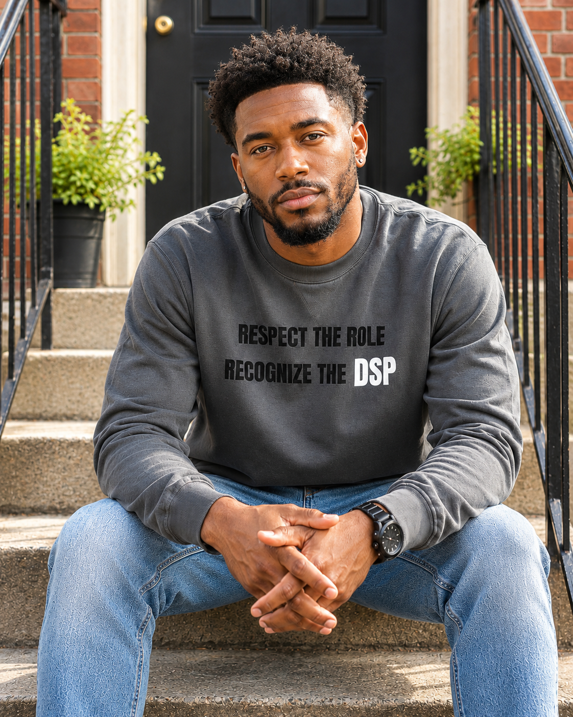 Sweatshirt — "Respect the Role, Recognize the" Minimal Statement Crewneck