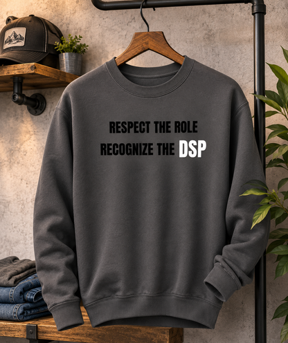 Sweatshirt — "Respect the Role, Recognize the" Minimal Statement Crewneck