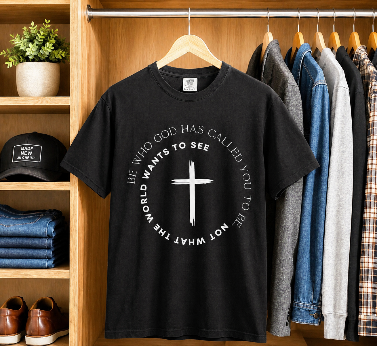 Faith Cross T-Shirt — Minimal Christian Graphic Tee (Garment-Dyed)