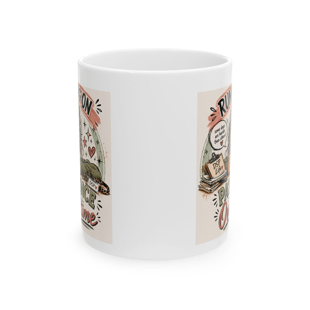 Funny DSP Mug- 'Running on Patience And Overtime Direct Support Professional Gift  Ceramic Coffee Cup 11oz
