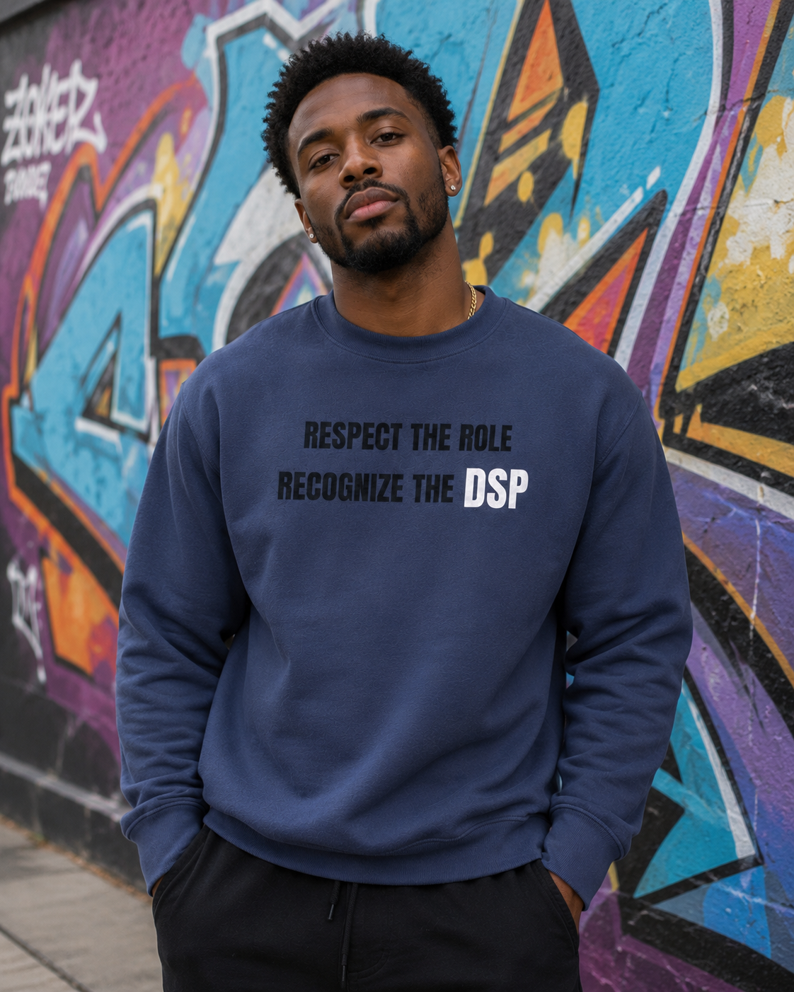 Sweatshirt — "Respect the Role, Recognize the" Minimal Statement Crewneck