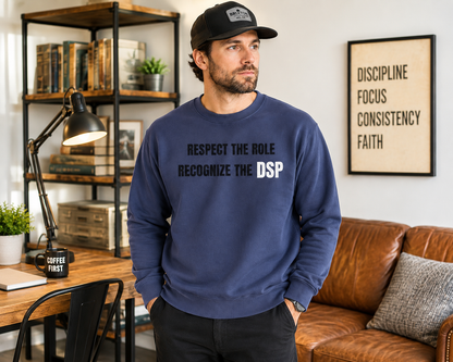 Sweatshirt — "Respect the Role, Recognize the" Minimal Statement Crewneck