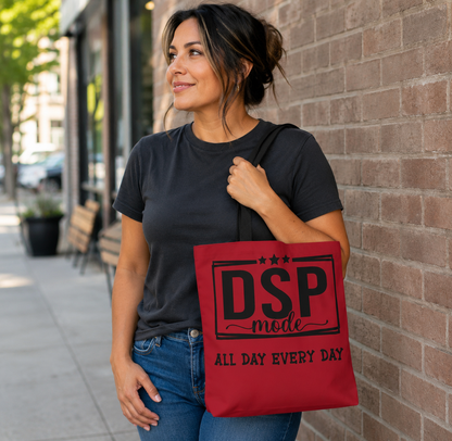 DSP Mode Tote Bag — "All Day Every Day" Red Graphic Tote